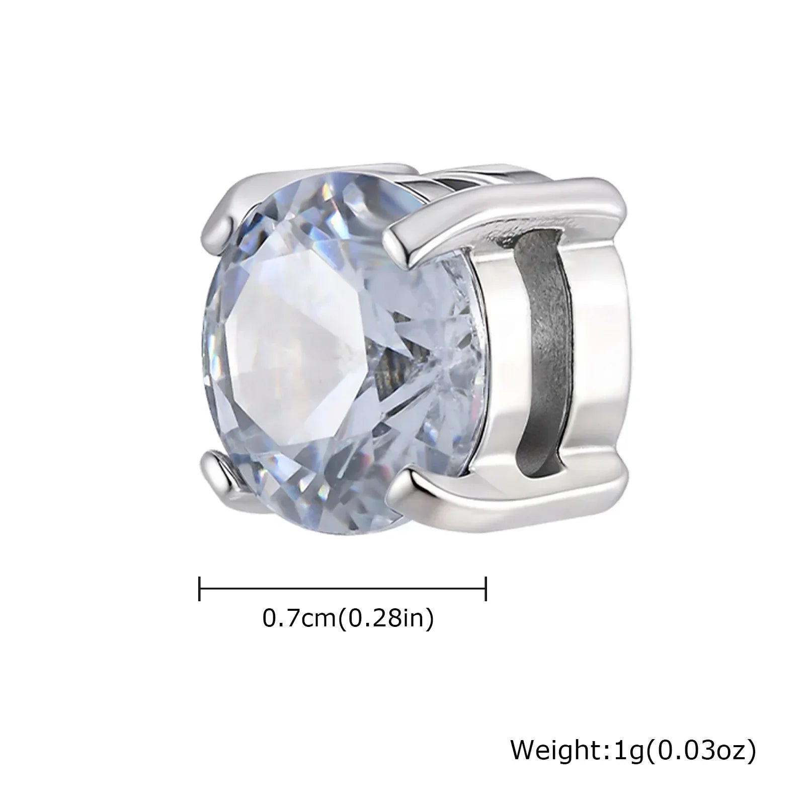 Silberfarbener Morivar Schmuckanhänger mit rundem Zirkonia, 0,7 cm Durchmesser, 1g Gewicht